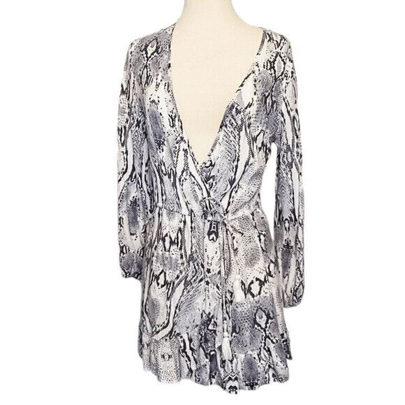 Brand New Blue Island Beach Python Print Faux Wrap dress Size XS - Picture 1 of 11